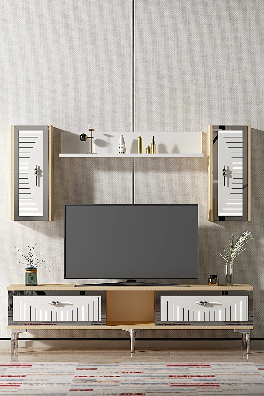 Tvr1501dbs - Tuna150 Tv Ünitesi Safirmeşe-beyaz Sılver 150cm Safirmeşe-beyaz-gümüş