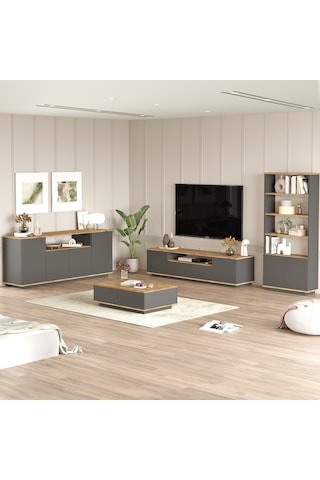 Robin Home Loft Tv Ünitesi Orta Sehpa Konsol Kitaplık 4'lü Set...
