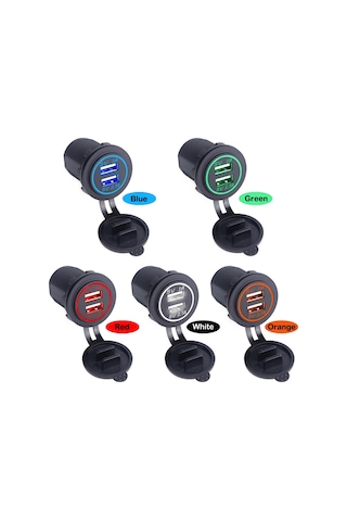 12-32 Volt Araç Çift Port Usb Şarj Yeşil Işık