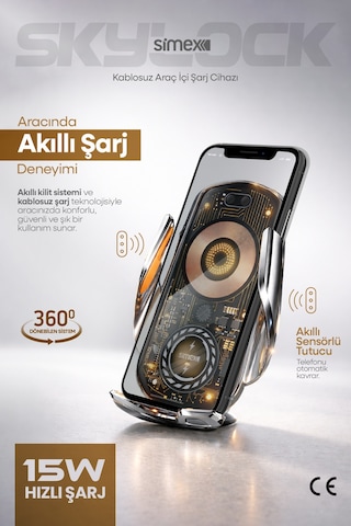 15w Kablosuz Şarjlı Araç İçi Telefon Tutucu Kancalı Araba Havalandırma Standlı Wireless Şarj Cihazı Aleti Diğer