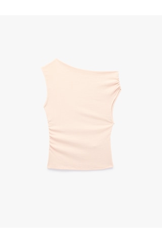 Koton Slim Fit Asimetrik Yaka Kolsuz Drapeli Bluz Pembe 6sal30200ık Gül