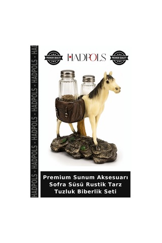 Premium Sunum Aksesuarı Sofra Süsü Rustik Tarz Tuzluk Biberlik Seti Çok Renkli