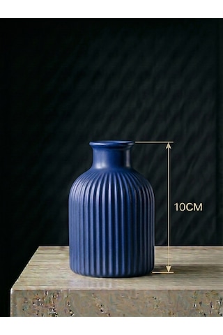 Premium - Lacivert - 10cm - Kendinden Kokulu - Çizgili Pampas Vazosu