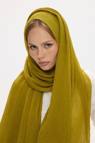 Fenza Scarf Freya Müslin Püsküllü Bürümcük Pamuklu Şal Yağ Yeşil