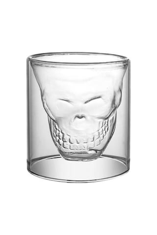 1 Parça Çift Wal100 Ml Kafatası Kafa Şekli Atış Cam Kupası Kokteyl Gözlük Bardak Hediye Kocası Şeffaf Altın