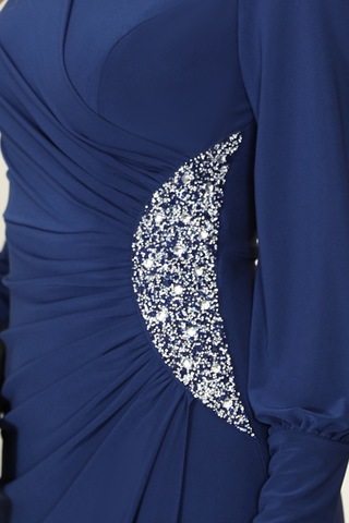 Taş Detaylı Lavinni Tesettür Abiye Elbise İndigo