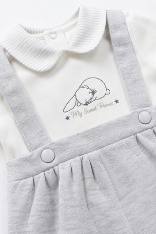 Babyhola Kız Bebek Salopet Görünümlü Tulum 13999 Gri