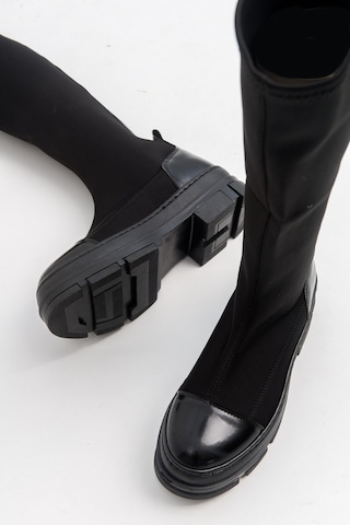 Luvishoes Bella Siyah Scuba Kadın Çizme Siyah