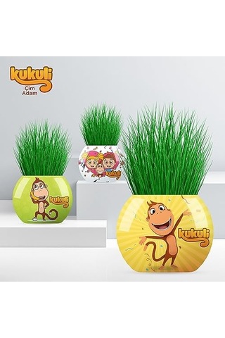 Kukuli Temalı Çim Adam 6'lı Set Çocuklar İçin Eğitici Ve Eğlenceli Bitki Yetiştirme Kiti