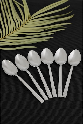 Cooker Lüx Paslamaz Çelik Heybeli 6'lı Tatlı Kaşığı Gümüş