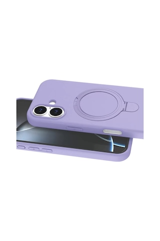 Newface Apple iPhone Uyumlu 16 Plus Regal Magsafe Standlı Kapak - Lila