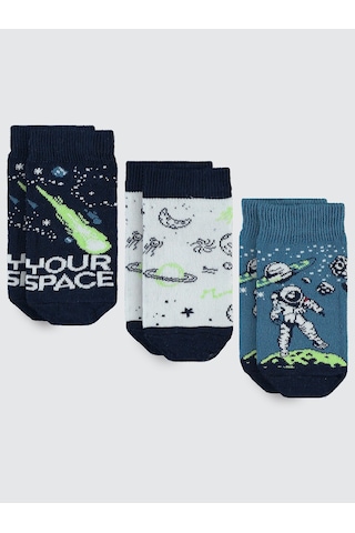 Civil Boys Erkek Çocuk 3'lü Patik Çorap 2-12 Yaş Beyaz Beyaz