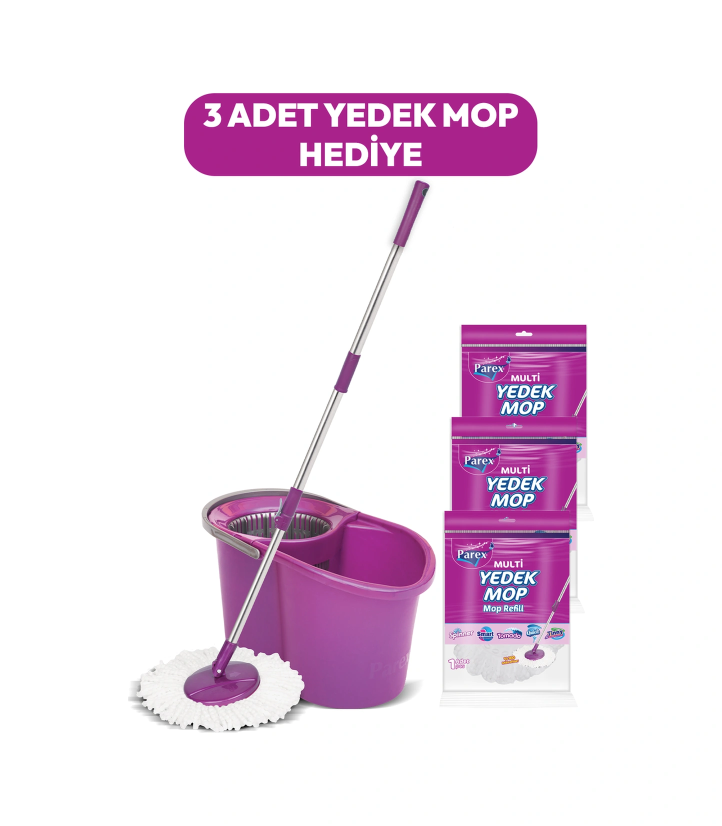 Tornado Otomatik Temizlik Seti Ve 3'lü Yedek Mop Paketi