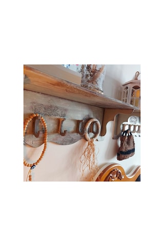 Ahşap Dokulu Raf Hobi Ahşap Vintage Eskitme Model Eskitme Ahşap Askılık Raf Tekli Gri Eskitme