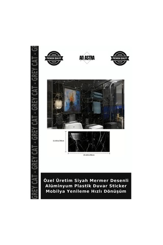 Özel Üretim Siyah Mermer Desenli Alüminyum Plastik Duvar Sticker Mobilya Yenileme Hızlı Dönüşüm