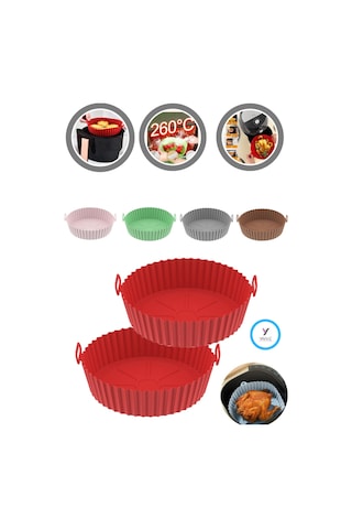 Yayke Silikon Pişirme Kap Air Fryer Hava Fritözü Pişirme Kabı 2Ad Çok Renkli