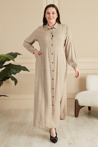 Kadin Buyuk Beden Çıtır Desen Yazlik Tesettur Elbise 001