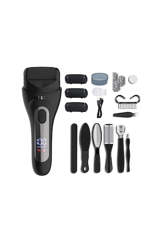 V-618 Dijital Ekranlı Elektrikli Ayak Nasır Sökücü Pedikür Aletleri Ayak Bakım Seti Siyah