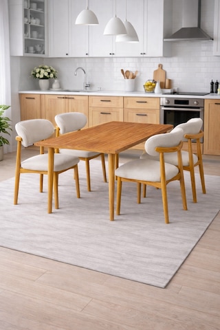 4 Kişilik Polo Sandalye Yemek Takımı Mdf Masa Meşe Renk Meşe