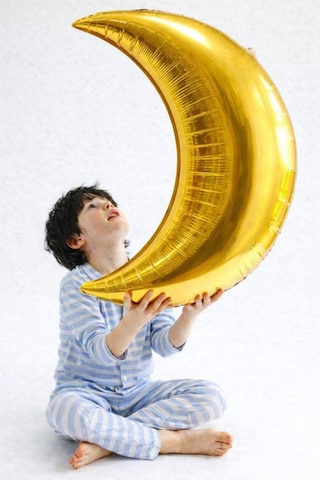 Gold Hilal Ay Folyo Balon, Altın Sarısı Ramazan Bayramı Islam Dini Oda Konsept Mekan Süsleri 60 Cm