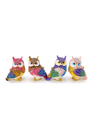 4 Adet Taşlı Baykuş Figür Aksesuarı Taşlı Dekoratif Figür, Dekoratif Süsleme, Owl Ornament, 7x6 Cm