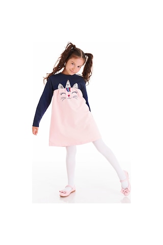 Denokids Payetli Catcorn Kız Elbise Pembe