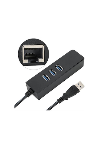3 Port Usb 3.0 Hub Çoklayıcı Usb Gigabit Ethernet Rj45 1000Mbps