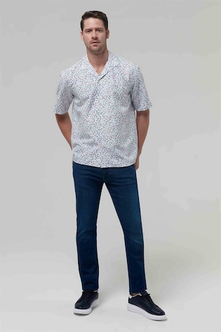 D's Damat Relaxed Beyaz Baskılı Kısa Kol Gömlek 8EC02ORT03334 Beyaz