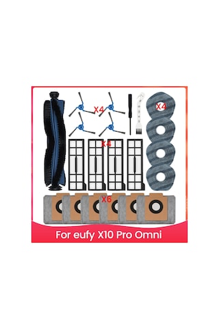 Leasetake Eufy X10 Pro Omni Elektrikli Süpürge İçin Yedek Parçalar Ana Yan Fırça Filtre Torbası Paspas Pedleri Elektrikli Süpürge Aksesuarları