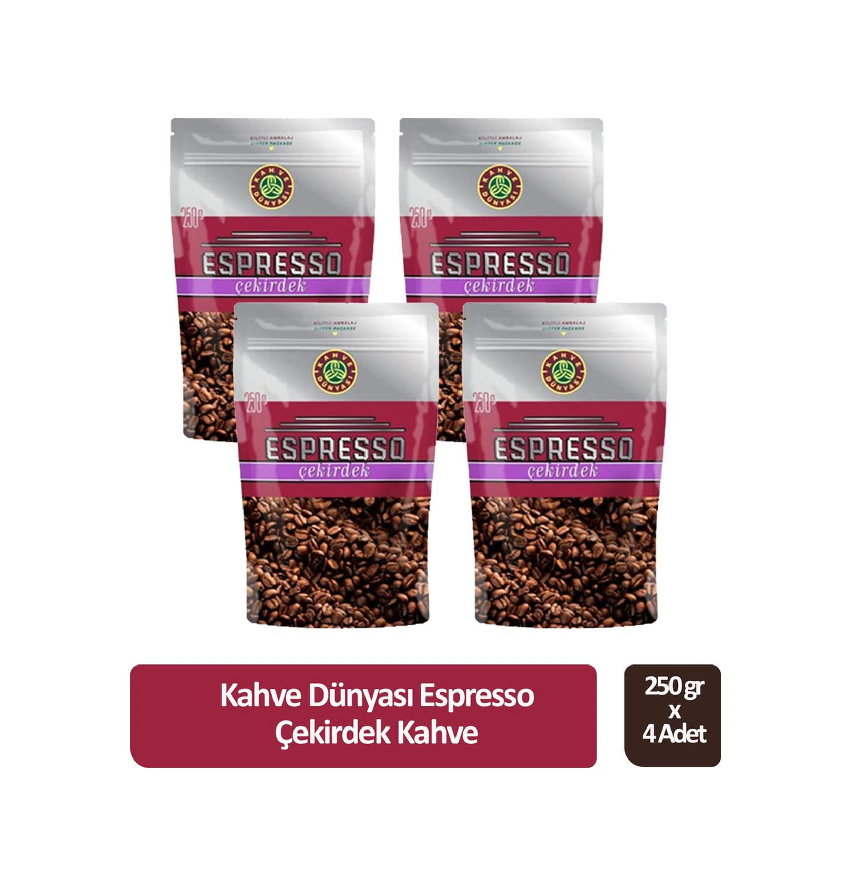 Kahve Dünyası Espresso Çekirdek Kahve 250 Gr X 4 Adet Çekirdek