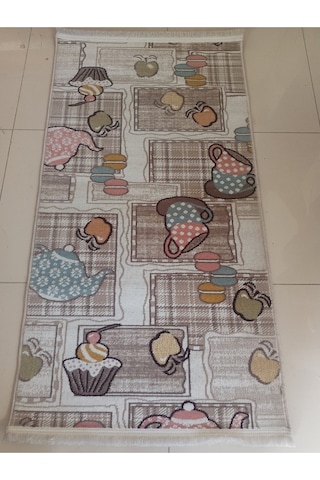 Aslan Home Yatak Odası Takımı Üç Lü Yolluk , Küçük Mutfak Desenli Halı Fincan Desenli Yolluk Halı