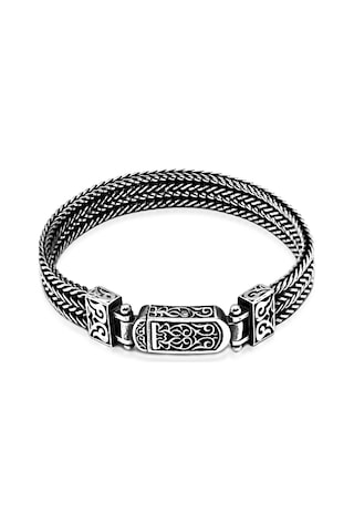 Midyat Hasırı Oksitli Erkek Gümüş Bileklik Cihan Gümüş Bileklik 925 Ayar St389 Gümüş - Siyah