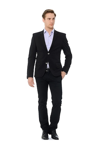 Sposo G-162 Dar Kalıp Örme Kumaş Siyah Erkek Blazer Ceket Siyah