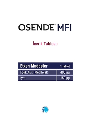 Osende Metilfolat Iyot 30 Tablet