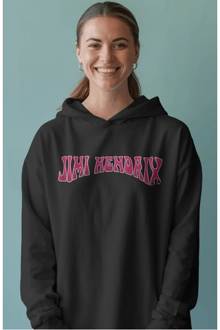 Sevbano Jimi Hendrix Efsane Şarkıcı Sırt Baskılı Unisex Oversize Penye Ho Siyah