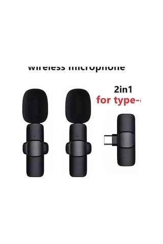 2 In 1 Iphone Ve Type C Uyumlu Ikili Kablosuz Yaka Mikrofonu K9 Lightnıng Youtube Facebook Tiktok