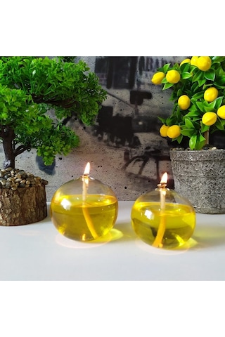 2 Adet 400ml Sarı Kandil Yağı Kokusuz Dumansız Gaz Lambası Yakıtı Sarı