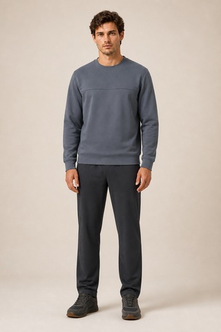 Redline Steni Yeni Sezon Erkek Regular Fit Kışlık Bisiklet Yaka Sweatshirt Antrasit