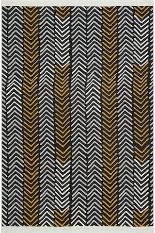 Whıte Black Yıkanabilir Çift Taraflı Modern Desenli Dokuma Kilim
