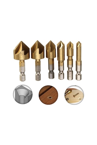 6 Adet Pah Havşa Pah Matkap Ucu 1/4 "hex Shank 90 Derece Ahşap Pa