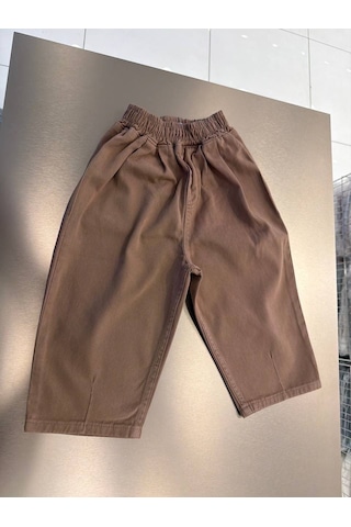 Magu Çocuk Kahverengi Oversize Lastikli Bel Pantolon