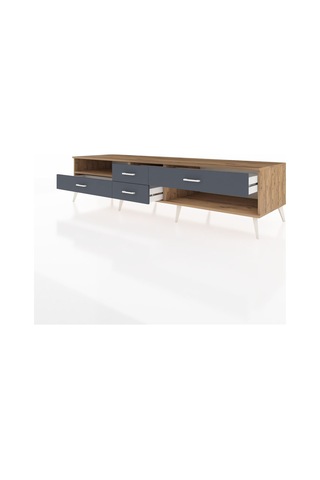 Kronos Tv Ünitesi Tek Raflı 4 Çekmeceli 220x59x51 Çam-çam/antrasit Atlas Çam/antrasıt - Atlas Çam