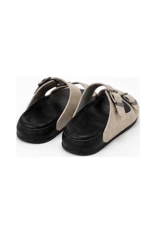 N Napa Shoe Pld.5002k.bej Napa Shoe Kadın Çift Tokalı Comfort Terlik Bej / Siyah Taban