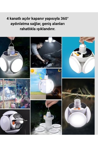 Northcity Katlanabilir Solar Led Lamba - Taşınabilir, Ip65 Su Geçirmez, 45 Led, 2400mah