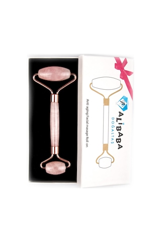 Pembe Kuvars Doğal Taş Masaj Taşı - Face Roller