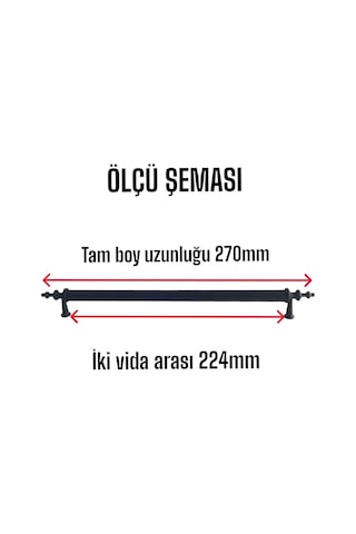 5 Adet Erciyes Kulp Siyah 224 Mm Kulp Mobilya Mutfak Dolabı Çekmece Dolap Kapak Kulpu Kulbu Metal Kulpları