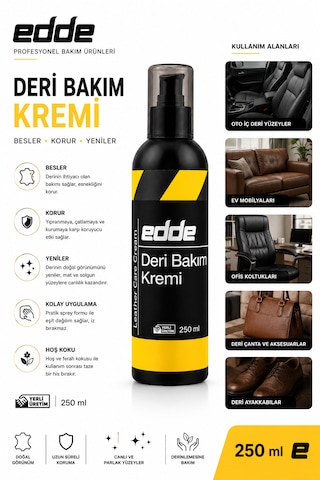Edde Araba Araç Oto Besleyici Onarıcı Koltuk Deri Bakım Kremi 250 Ml Oto Detailing 250ml