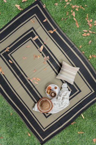 Savana Xl Plaj Kamp Karavan Piknik Bahçe Halısı Balkon Teras Hasır Mat Savan Halı 240x330 Siyah