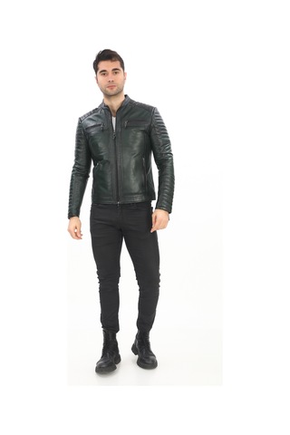 New Zaya Leather Erkek Biker Deri Ceket -