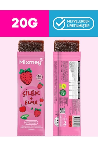 Mixmey Çilek Böğürtlen Karma Meyve Barı 24 Adet | Sağlıklı Atıştırmalıklar Vegan, Glutensiz 20gr X 24 Adet